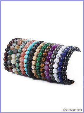 15 PCS 8mm Semi-Precious Gemstone Stretch Bracelets